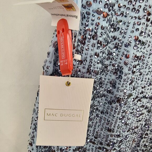 MAC DUGGAL 10839 Slate Blue Sequined Sleeveless Embellished Neckline Gown (12) - Picture 11 of 12